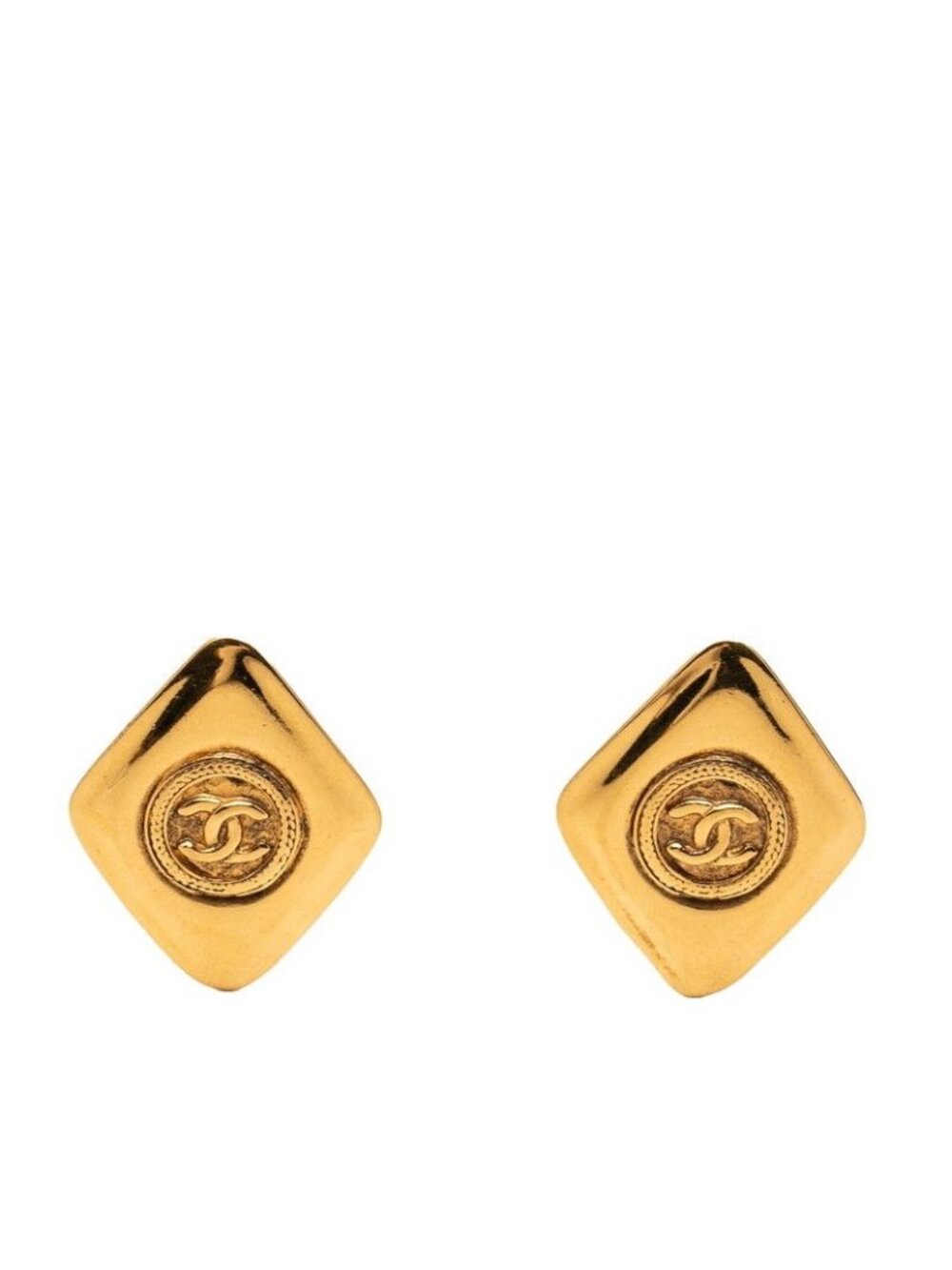 Chanel CC Logo Earrings Gold Plated